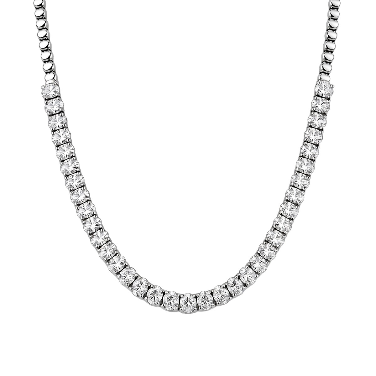 Oval Cut Half Tennis Necklace