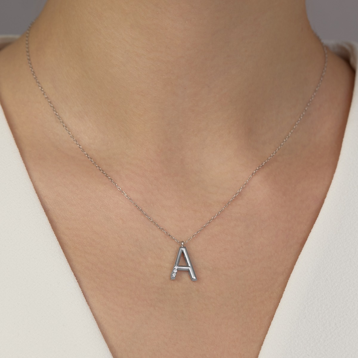 tri-diamond initial/letter A Pendant