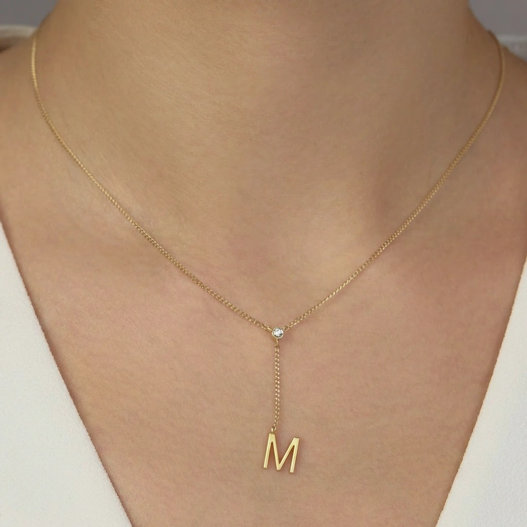 Y-shaped initial/letter M pendant