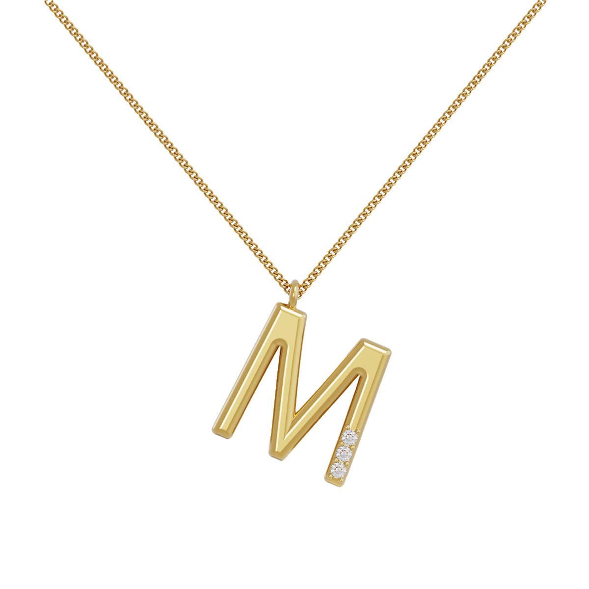 tri-diamond initial/letter M pendant